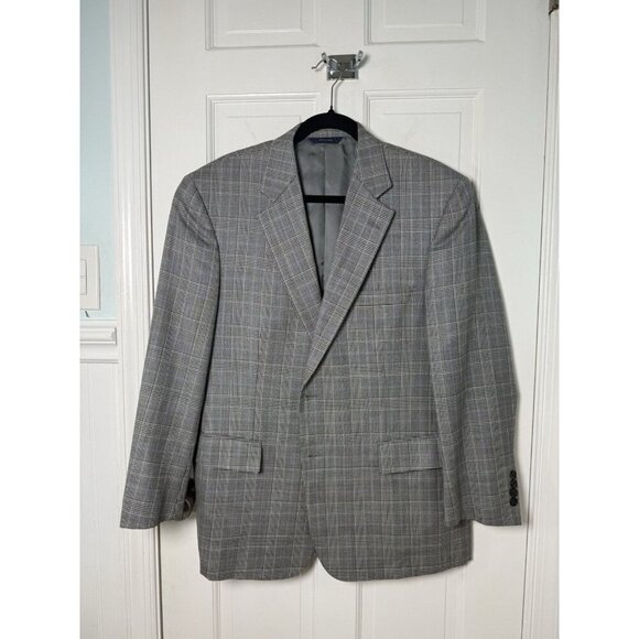 Brooks Brothers Prince Of Wales Check Gray Wool Blazer 42S - Picture 1 of 9